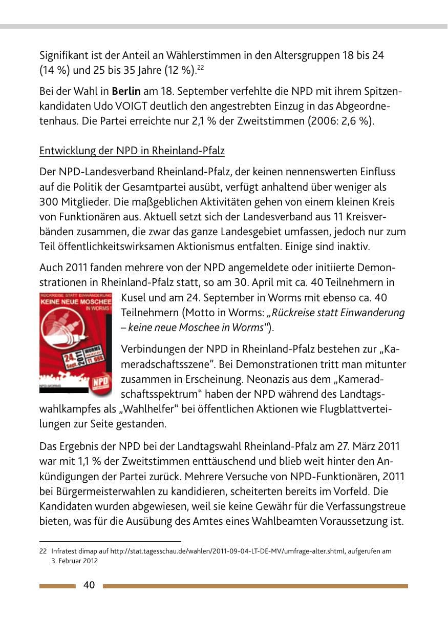 Seite 42 des Verfassungsschutzbericht 2011 Rheinland-Pfalz
