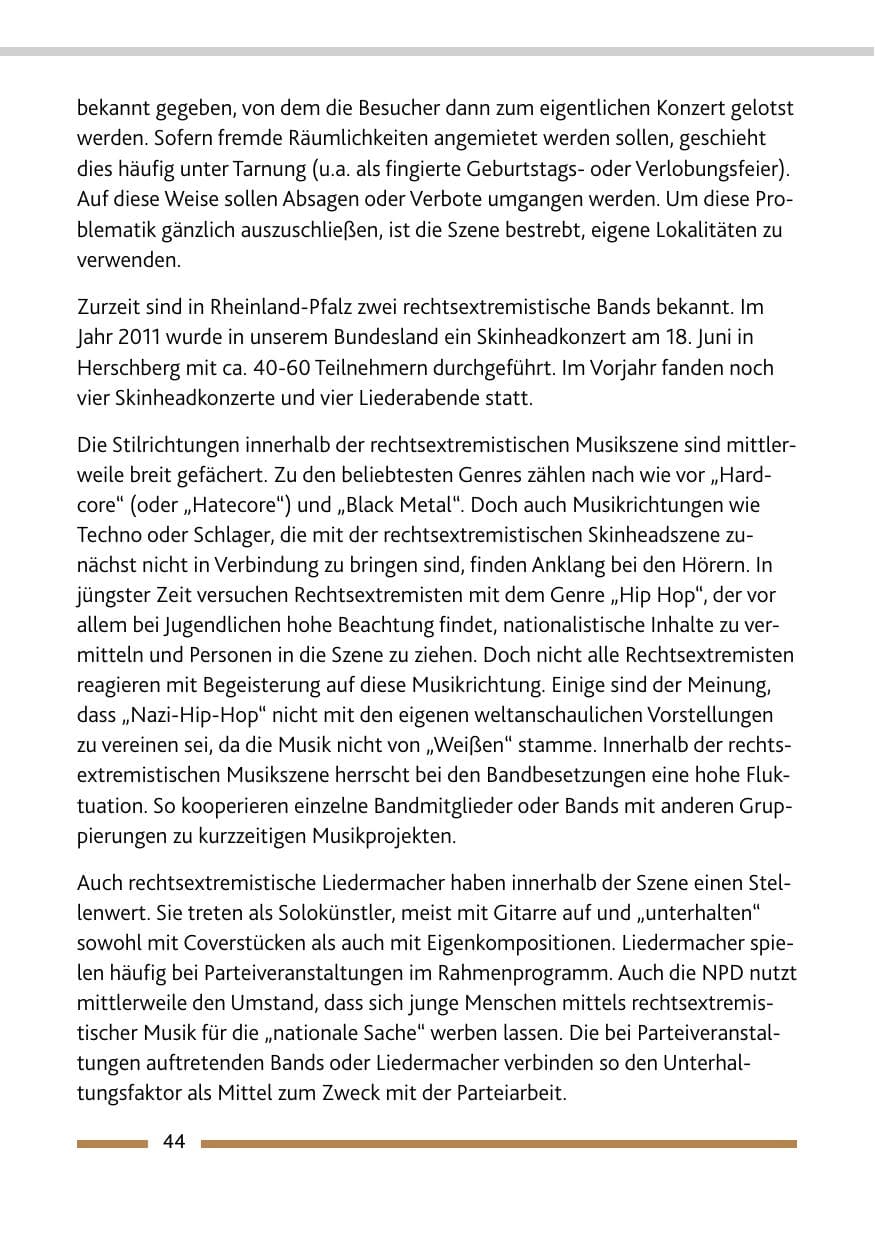 Seite 46 des Verfassungsschutzbericht 2011 Rheinland-Pfalz