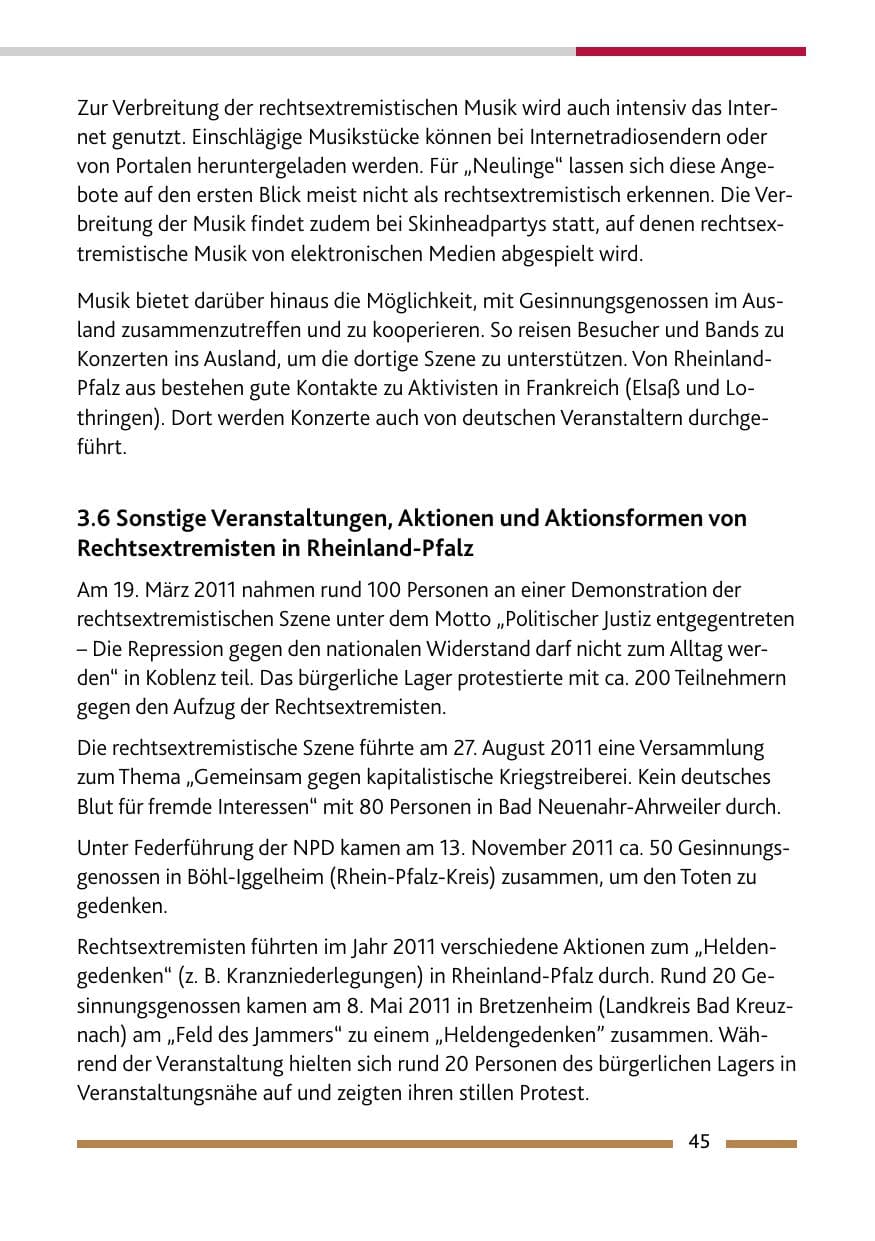 Seite 47 des Verfassungsschutzbericht 2011 Rheinland-Pfalz