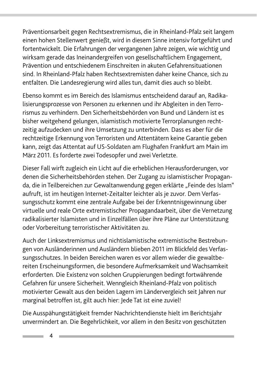 Seite 6 des Verfassungsschutzbericht 2011 Rheinland-Pfalz
