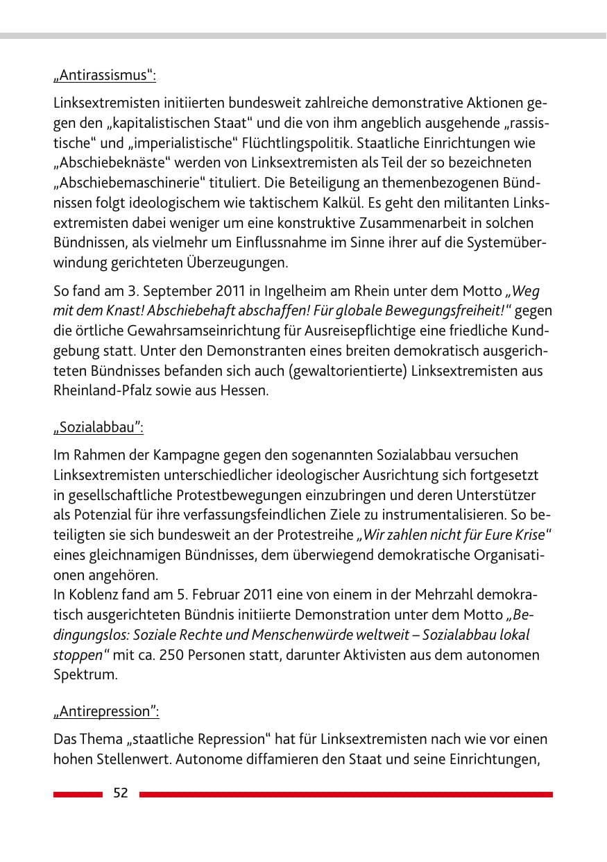 Seite 54 des Verfassungsschutzbericht 2011 Rheinland-Pfalz