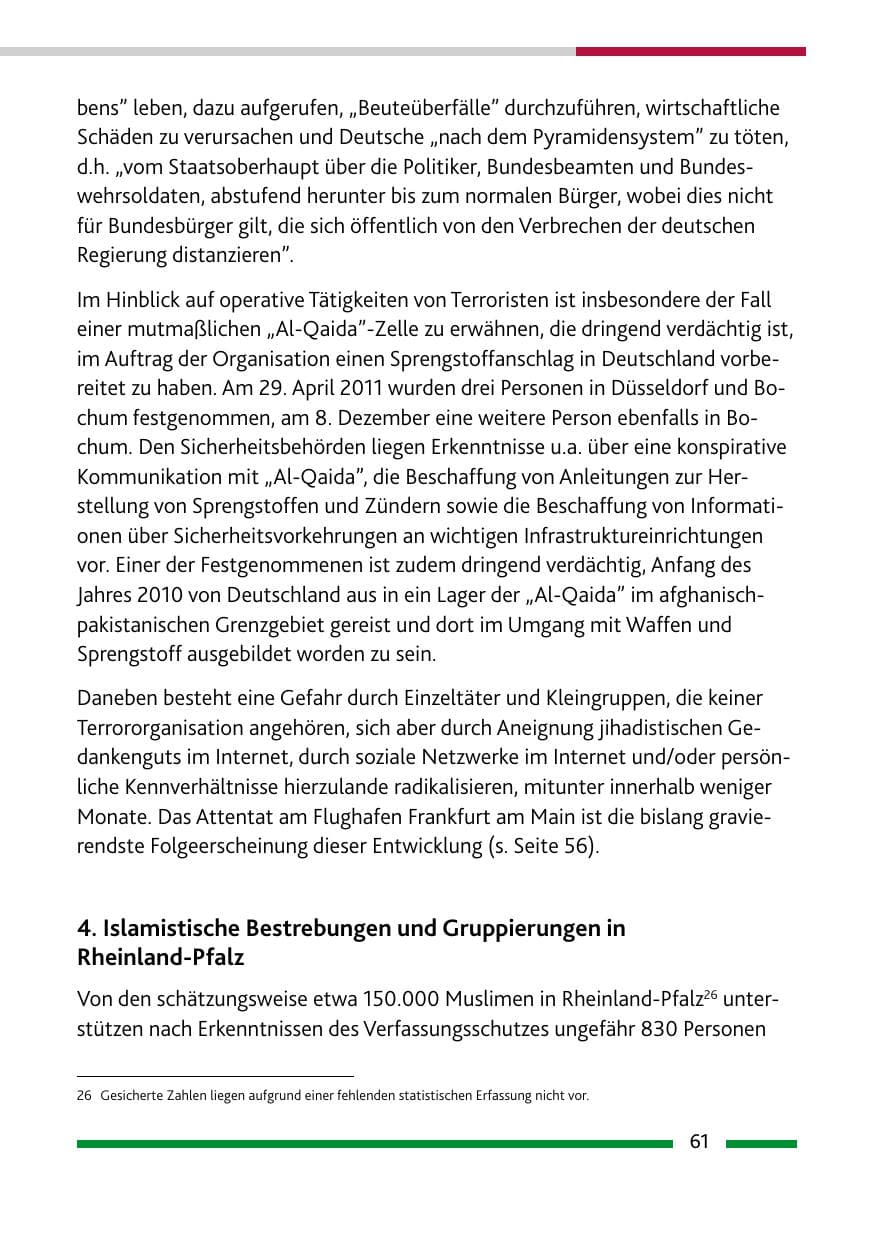 Seite 63 des Verfassungsschutzbericht 2011 Rheinland-Pfalz