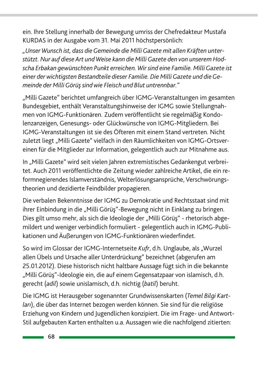 Seite 70 des Verfassungsschutzbericht 2011 Rheinland-Pfalz