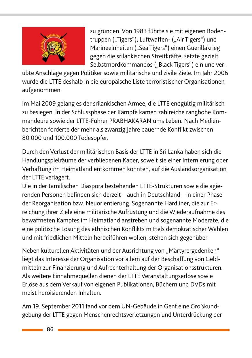 Seite 88 des Verfassungsschutzbericht 2011 Rheinland-Pfalz