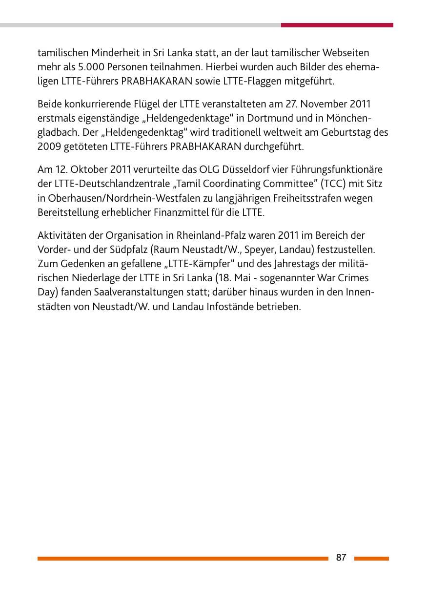 Seite 89 des Verfassungsschutzbericht 2011 Rheinland-Pfalz