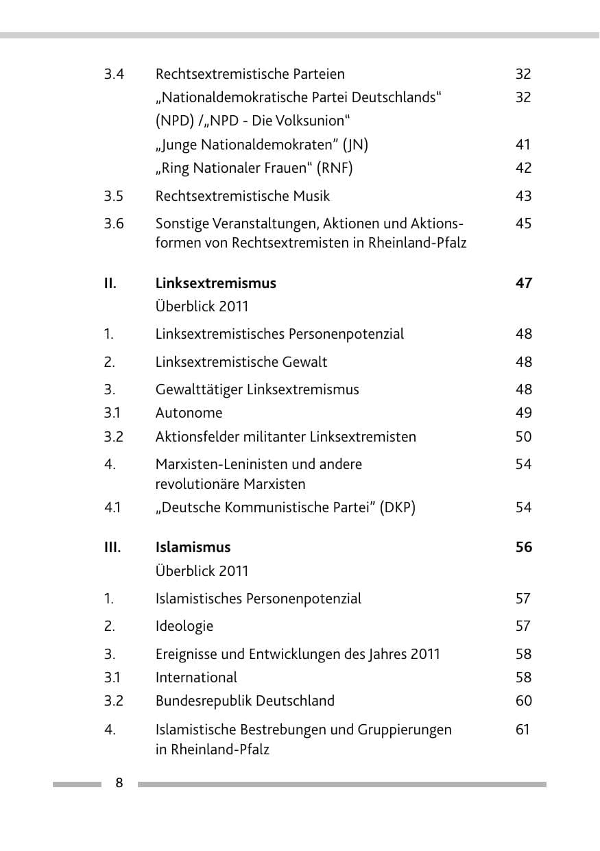 Seite 10 des Verfassungsschutzbericht 2011 Rheinland-Pfalz