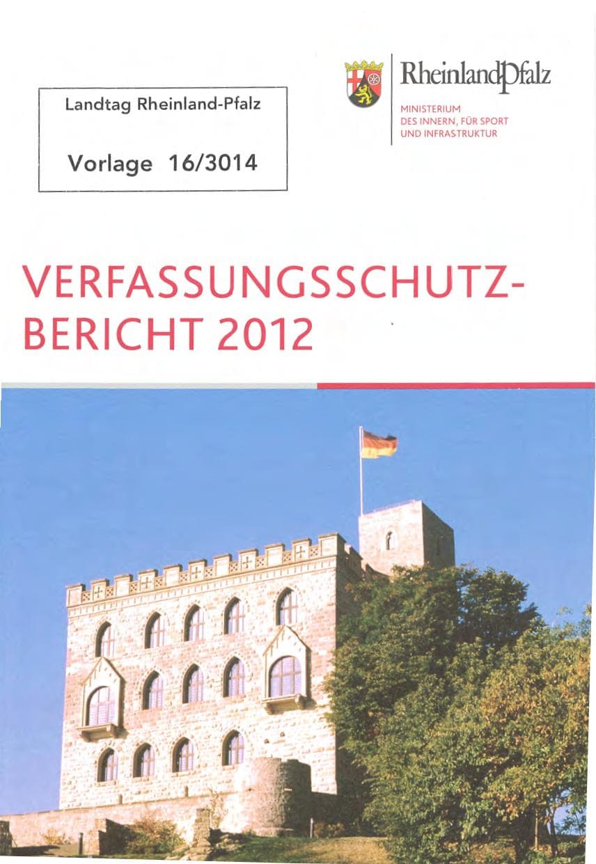 Seite 1 des Verfassungsschutzbericht 2012 Rheinland-Pfalz