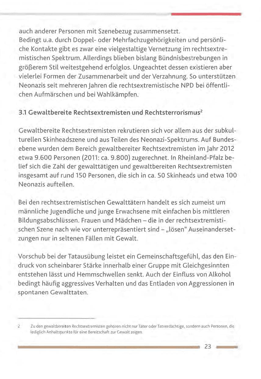 Seite 23 des Verfassungsschutzbericht 2012 Rheinland-Pfalz