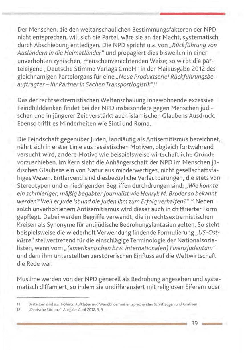 Seite 39 des Verfassungsschutzbericht 2012 Rheinland-Pfalz