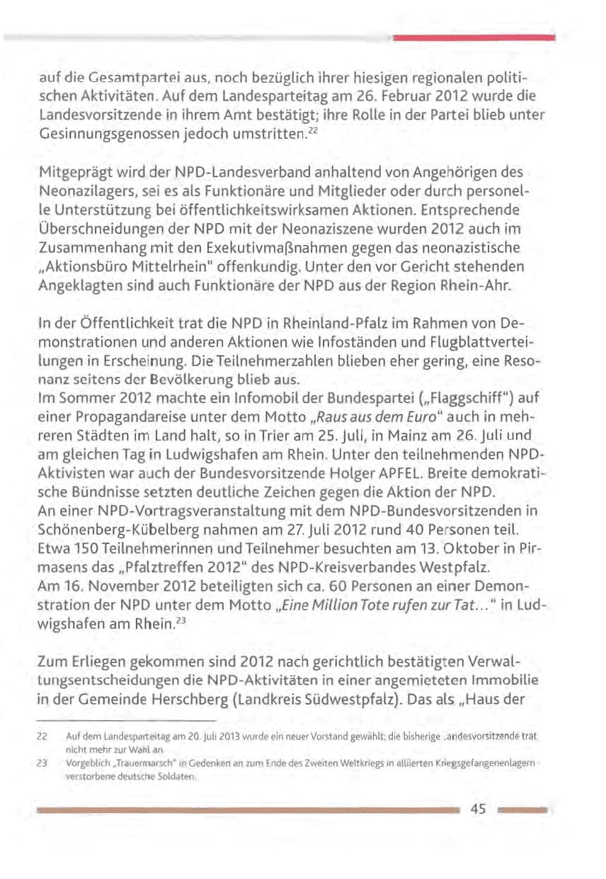 Seite 45 des Verfassungsschutzbericht 2012 Rheinland-Pfalz