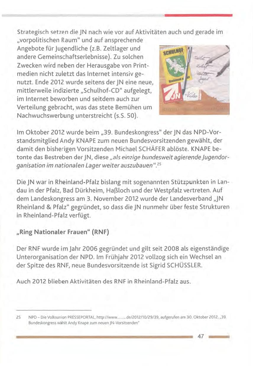Seite 47 des Verfassungsschutzbericht 2012 Rheinland-Pfalz