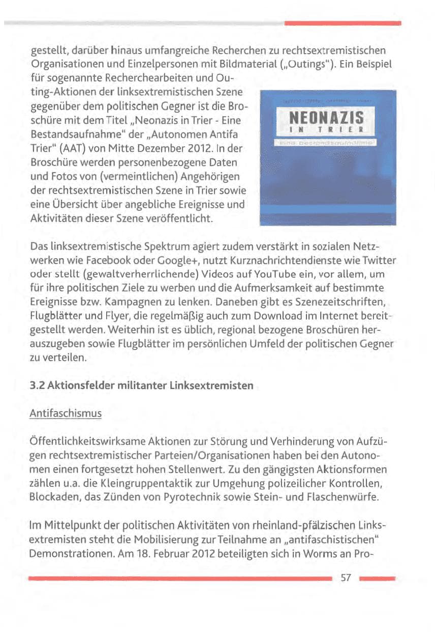 Seite 57 des Verfassungsschutzbericht 2012 Rheinland-Pfalz