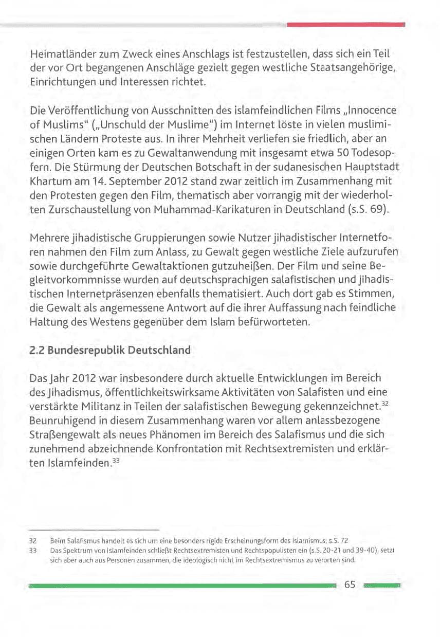 Seite 65 des Verfassungsschutzbericht 2012 Rheinland-Pfalz