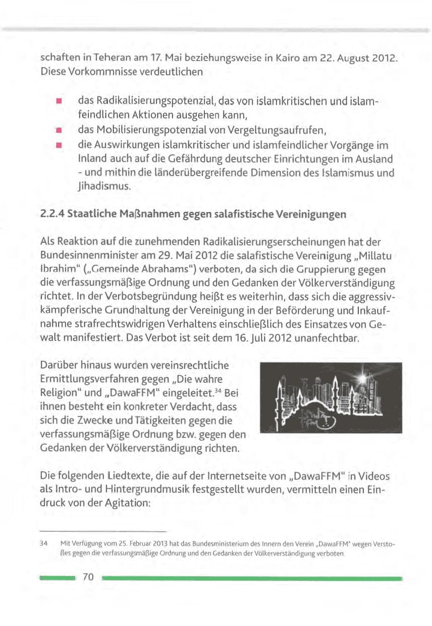 Seite 70 des Verfassungsschutzbericht 2012 Rheinland-Pfalz