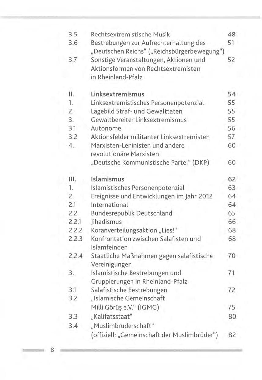 Seite 8 des Verfassungsschutzbericht 2012 Rheinland-Pfalz