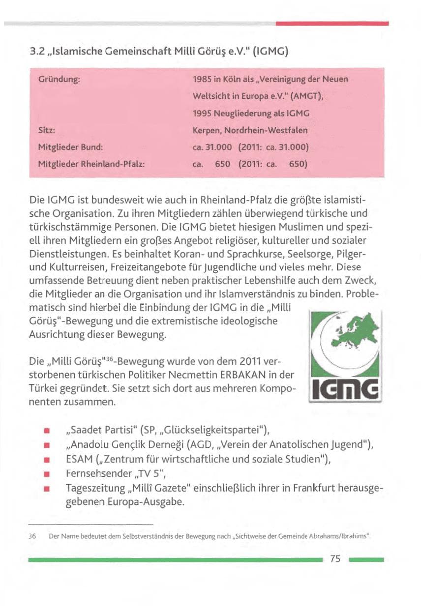 Seite 75 des Verfassungsschutzbericht 2012 Rheinland-Pfalz