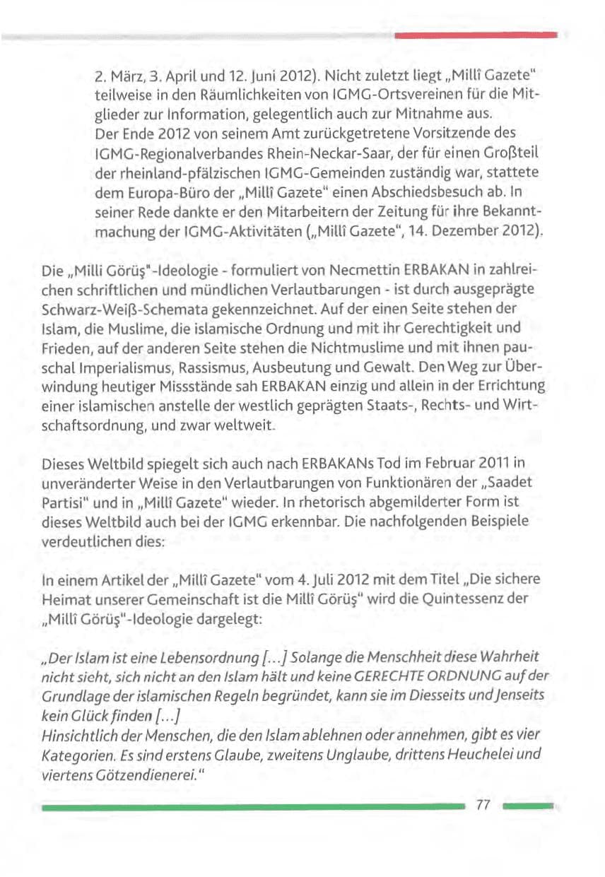 Seite 77 des Verfassungsschutzbericht 2012 Rheinland-Pfalz