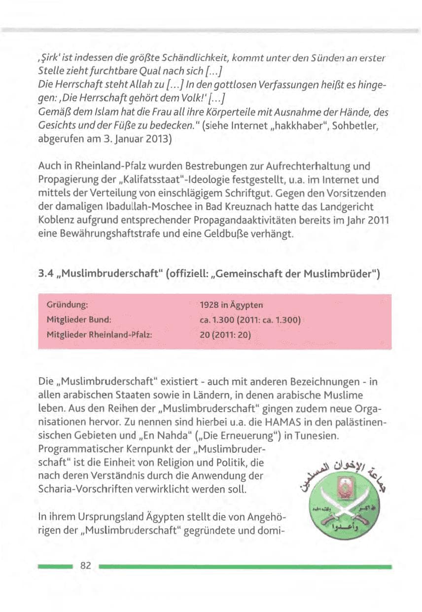 Seite 82 des Verfassungsschutzbericht 2012 Rheinland-Pfalz