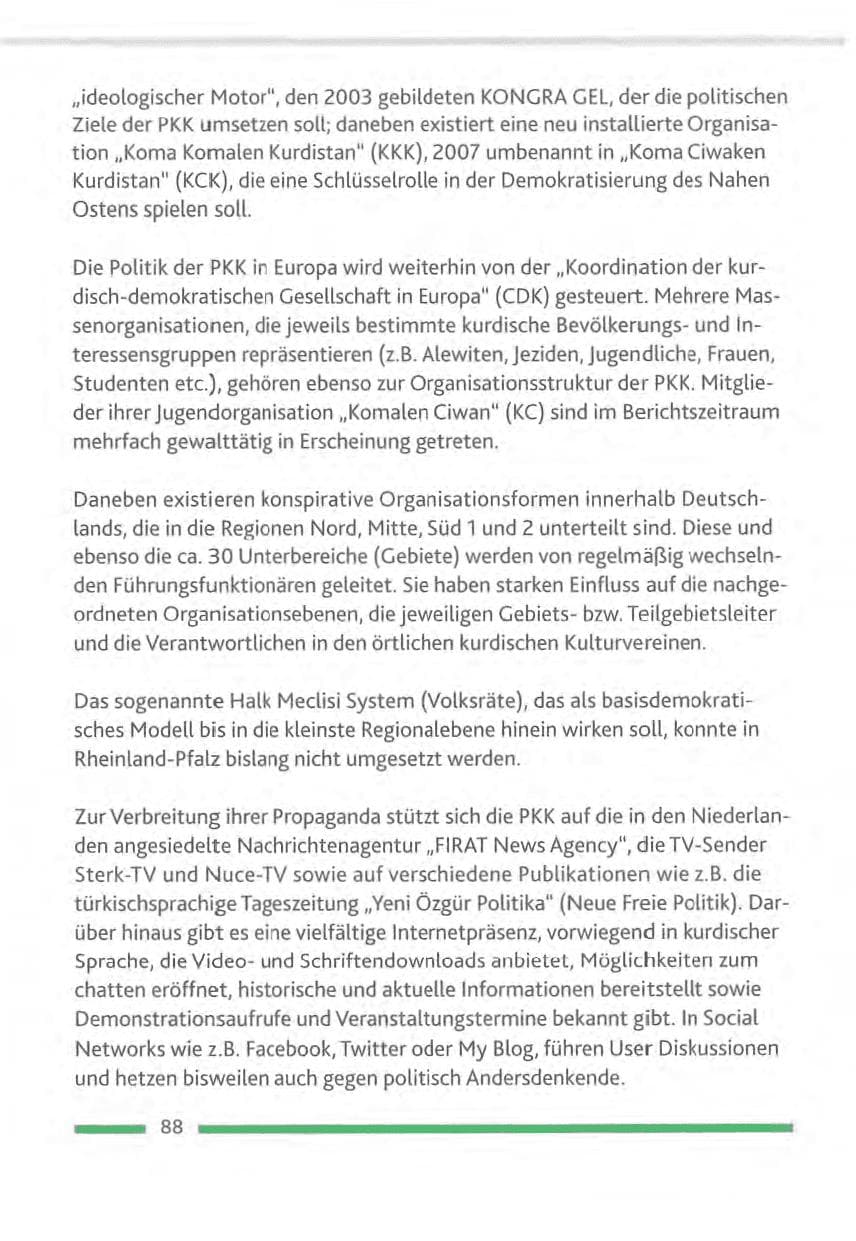 Seite 88 des Verfassungsschutzbericht 2012 Rheinland-Pfalz
