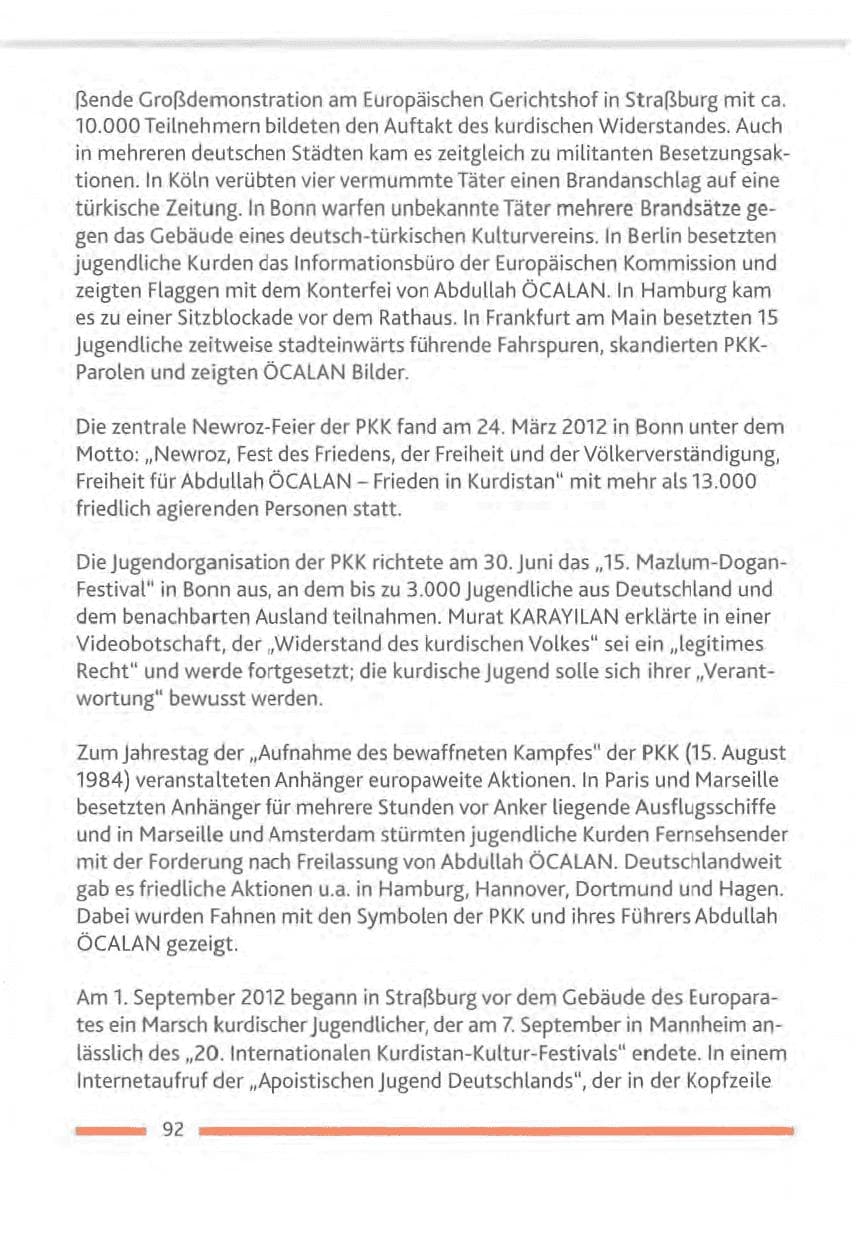 Seite 92 des Verfassungsschutzbericht 2012 Rheinland-Pfalz