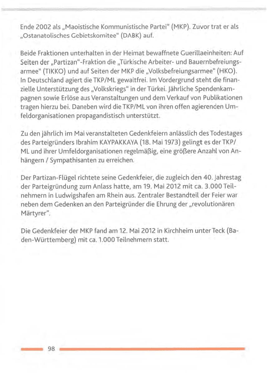Seite 98 des Verfassungsschutzbericht 2012 Rheinland-Pfalz