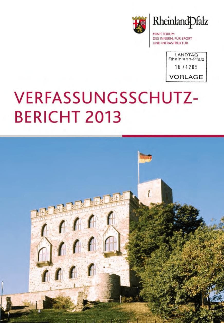 Seite 1 des Verfassungsschutzbericht 2013 Rheinland-Pfalz