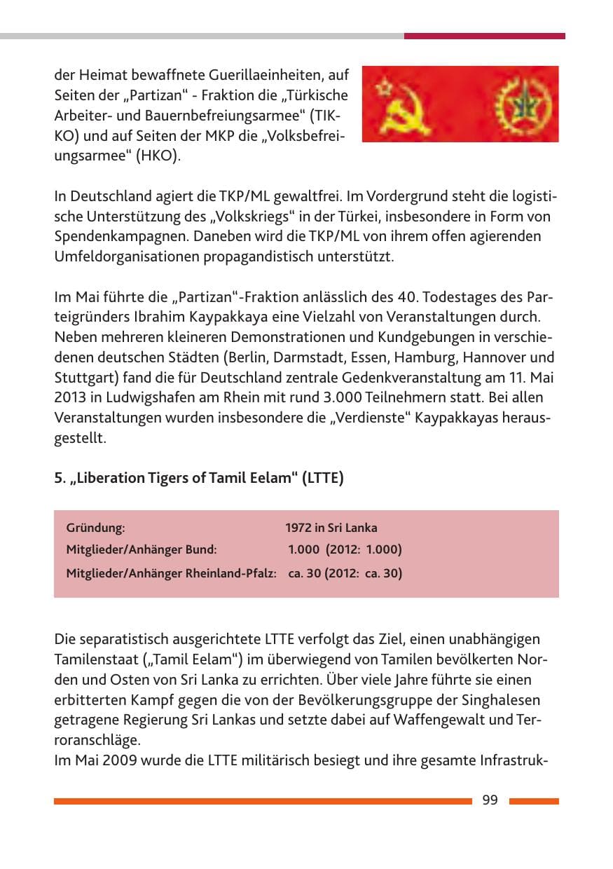 Seite 101 des Verfassungsschutzbericht 2013 Rheinland-Pfalz