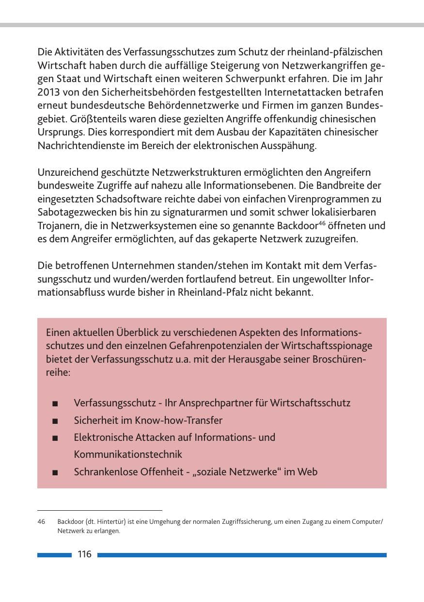 Seite 118 des Verfassungsschutzbericht 2013 Rheinland-Pfalz