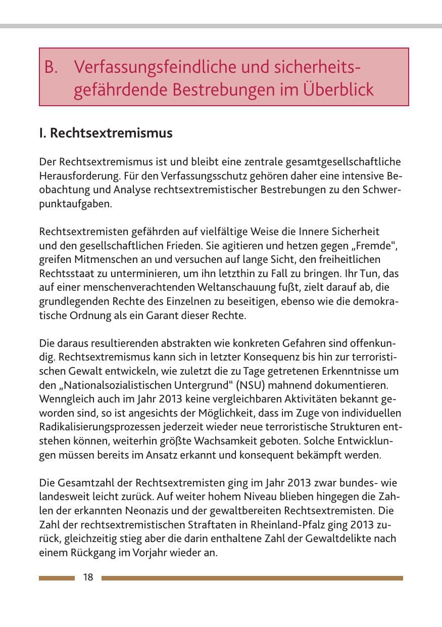Seite 20 des Verfassungsschutzbericht 2013 Rheinland-Pfalz