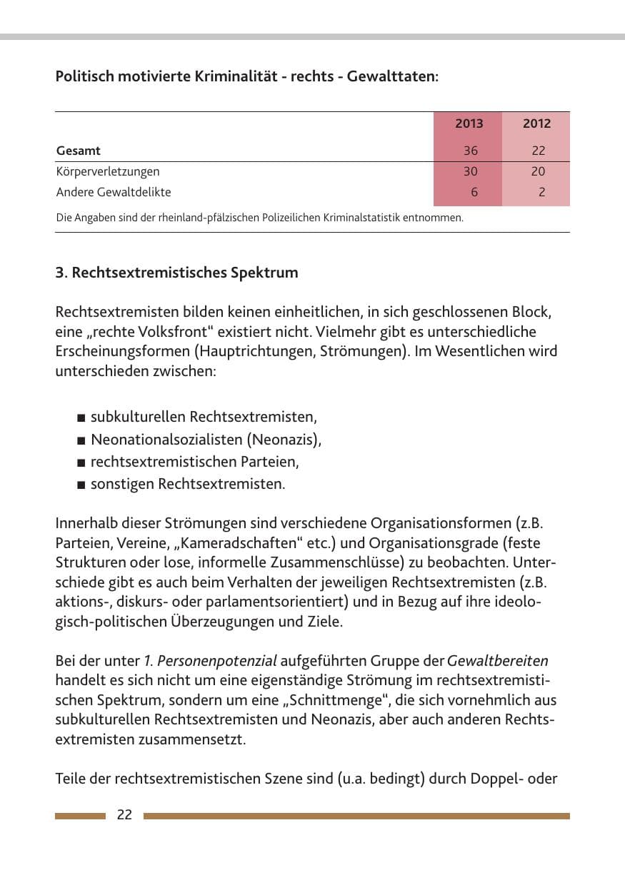 Seite 24 des Verfassungsschutzbericht 2013 Rheinland-Pfalz