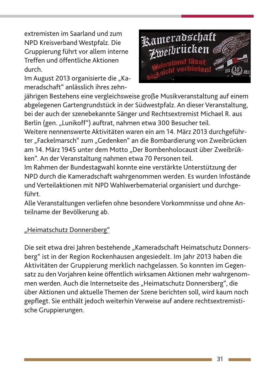 Seite 33 des Verfassungsschutzbericht 2013 Rheinland-Pfalz