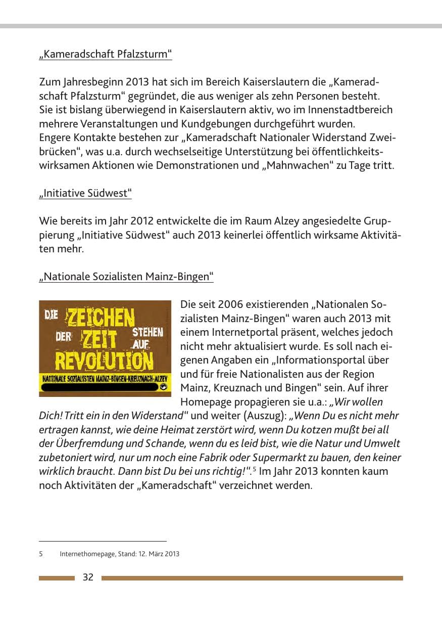 Seite 34 des Verfassungsschutzbericht 2013 Rheinland-Pfalz