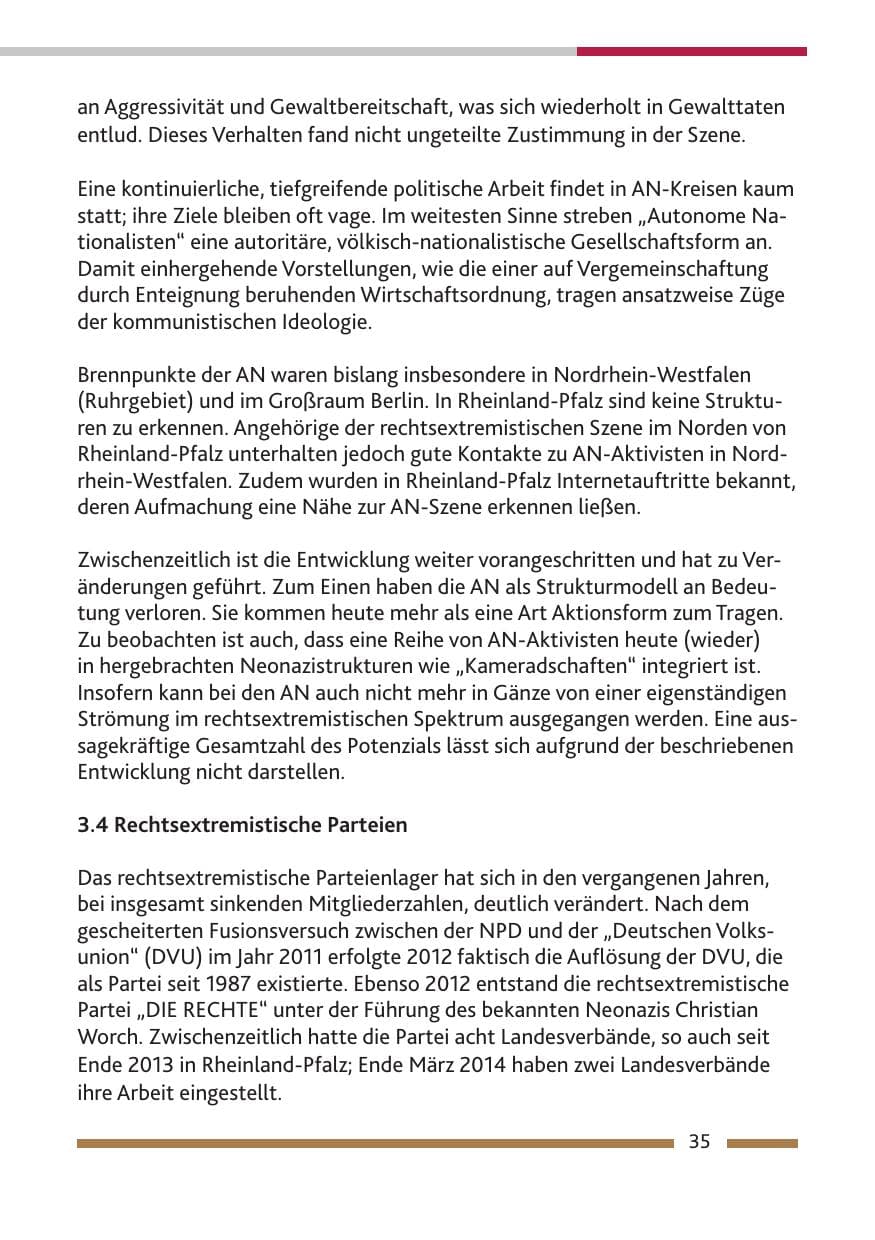 Seite 37 des Verfassungsschutzbericht 2013 Rheinland-Pfalz