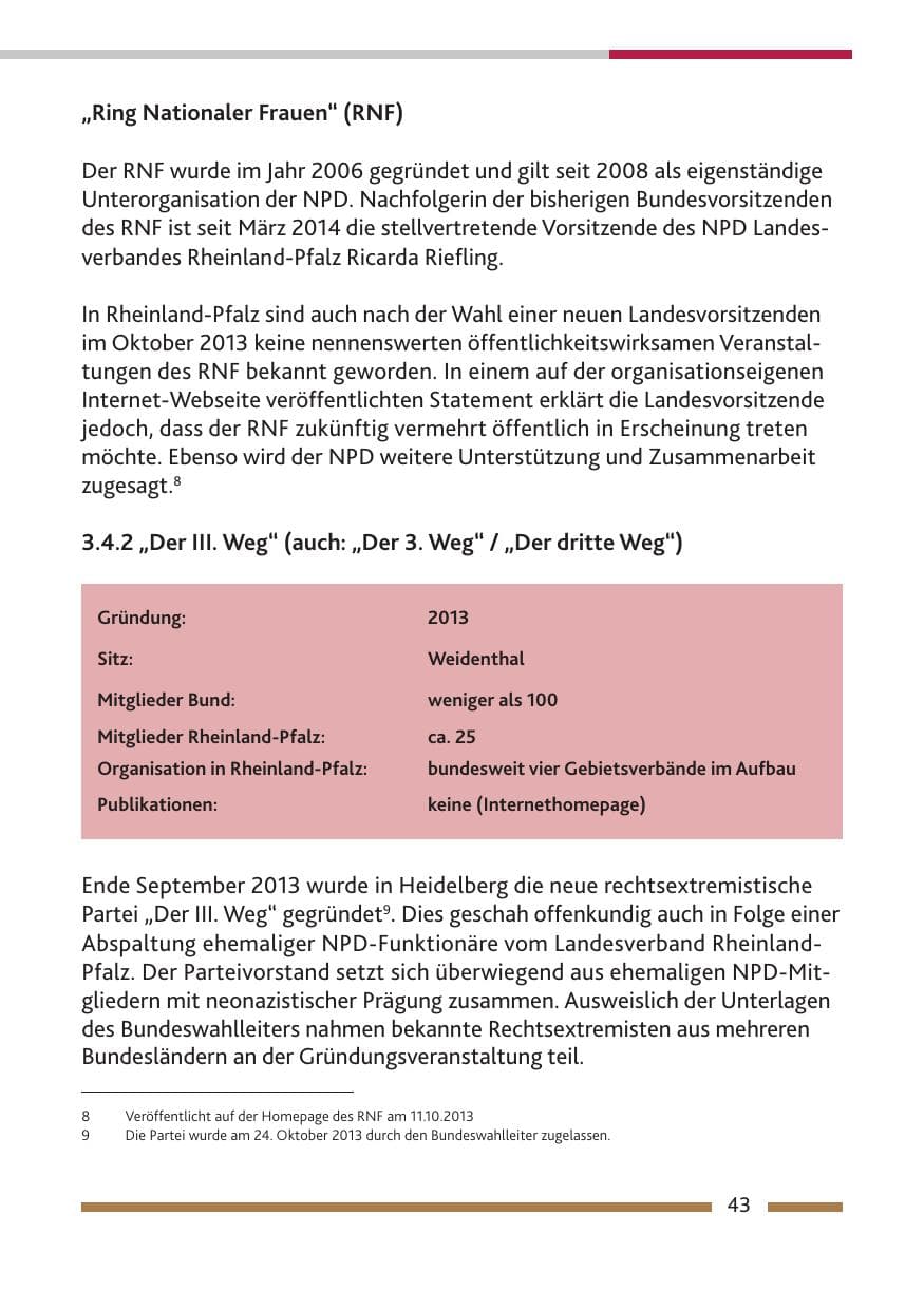 Seite 45 des Verfassungsschutzbericht 2013 Rheinland-Pfalz