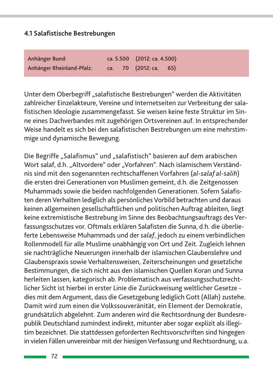 Seite 74 des Verfassungsschutzbericht 2013 Rheinland-Pfalz