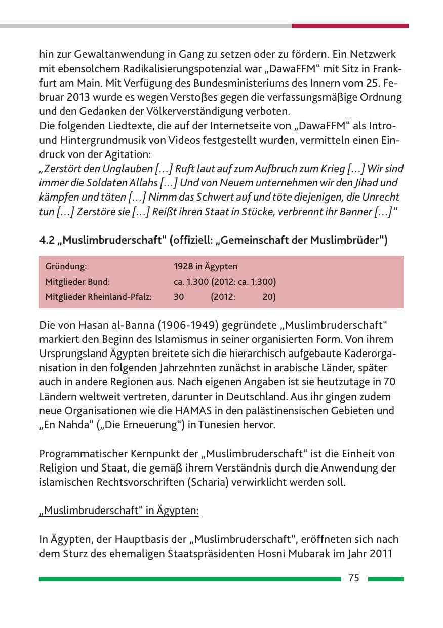 Seite 77 des Verfassungsschutzbericht 2013 Rheinland-Pfalz