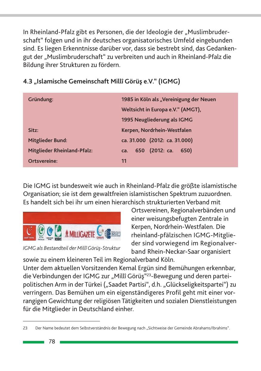 Seite 80 des Verfassungsschutzbericht 2013 Rheinland-Pfalz