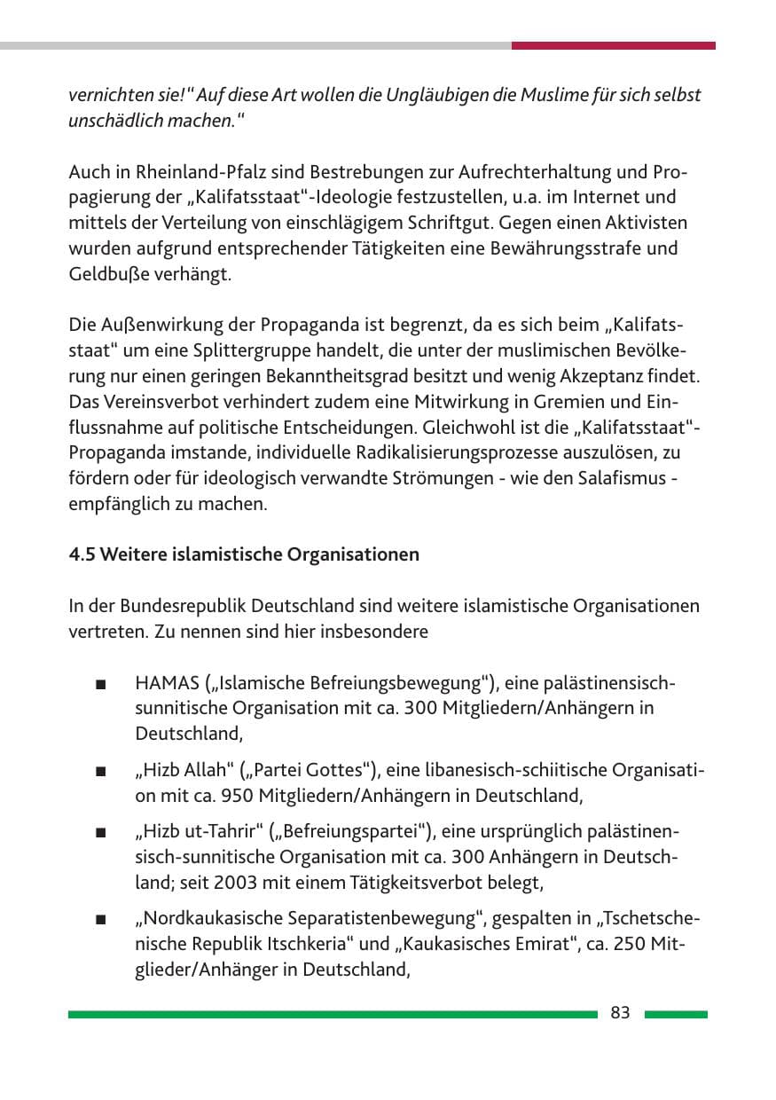 Seite 85 des Verfassungsschutzbericht 2013 Rheinland-Pfalz
