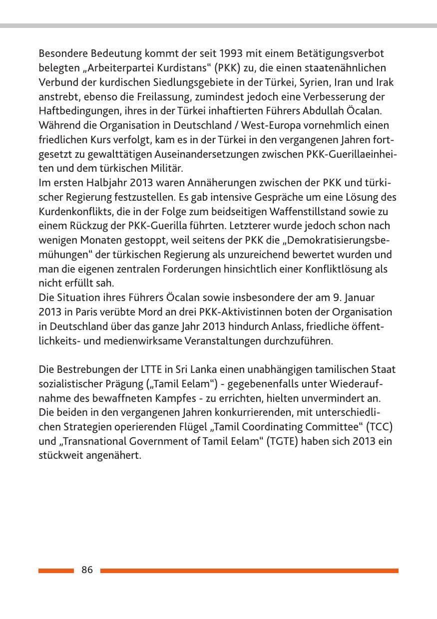 Seite 88 des Verfassungsschutzbericht 2013 Rheinland-Pfalz