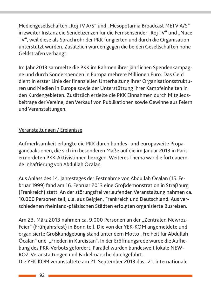 Seite 94 des Verfassungsschutzbericht 2013 Rheinland-Pfalz
