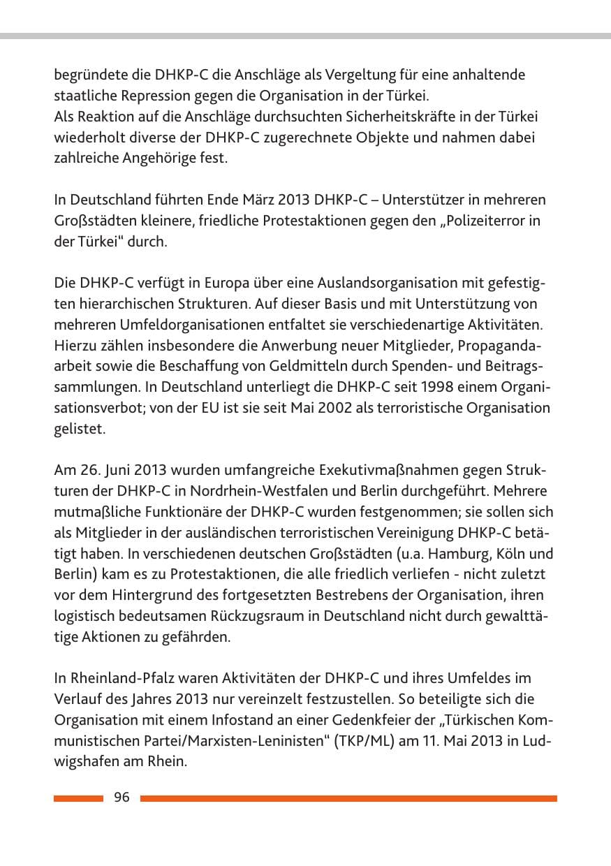 Seite 98 des Verfassungsschutzbericht 2013 Rheinland-Pfalz