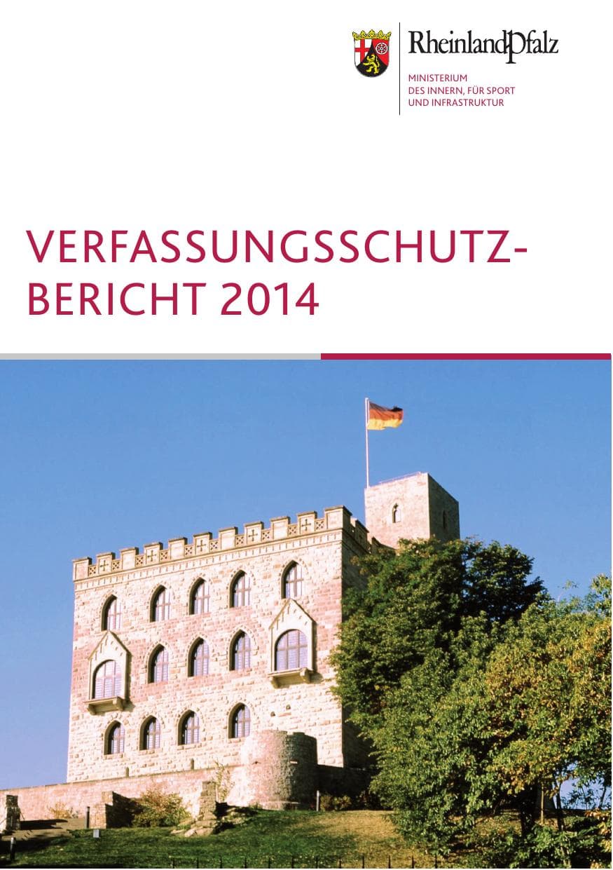 Seite 1 des Verfassungsschutzbericht 2014 Rheinland-Pfalz