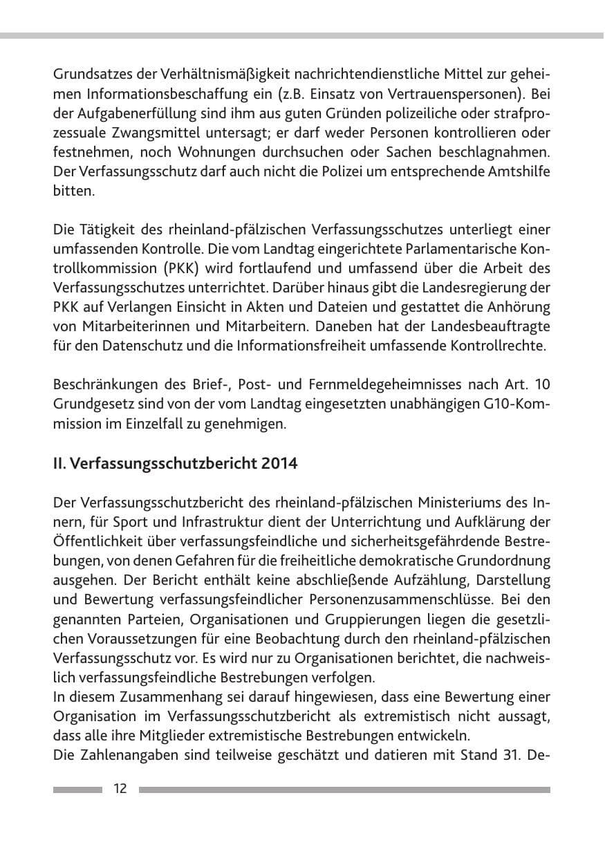 Seite 14 des Verfassungsschutzbericht 2014 Rheinland-Pfalz