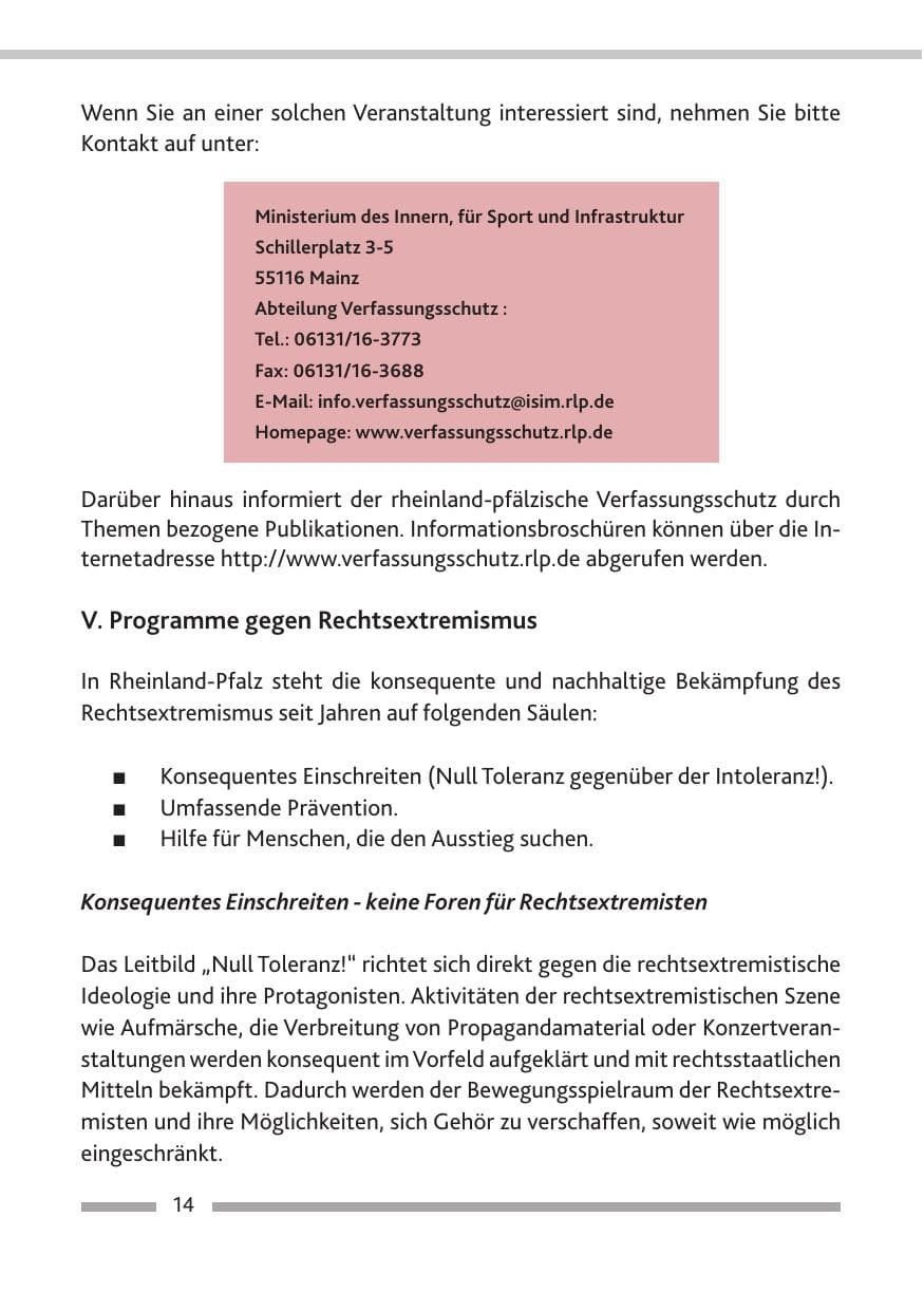 Seite 16 des Verfassungsschutzbericht 2014 Rheinland-Pfalz