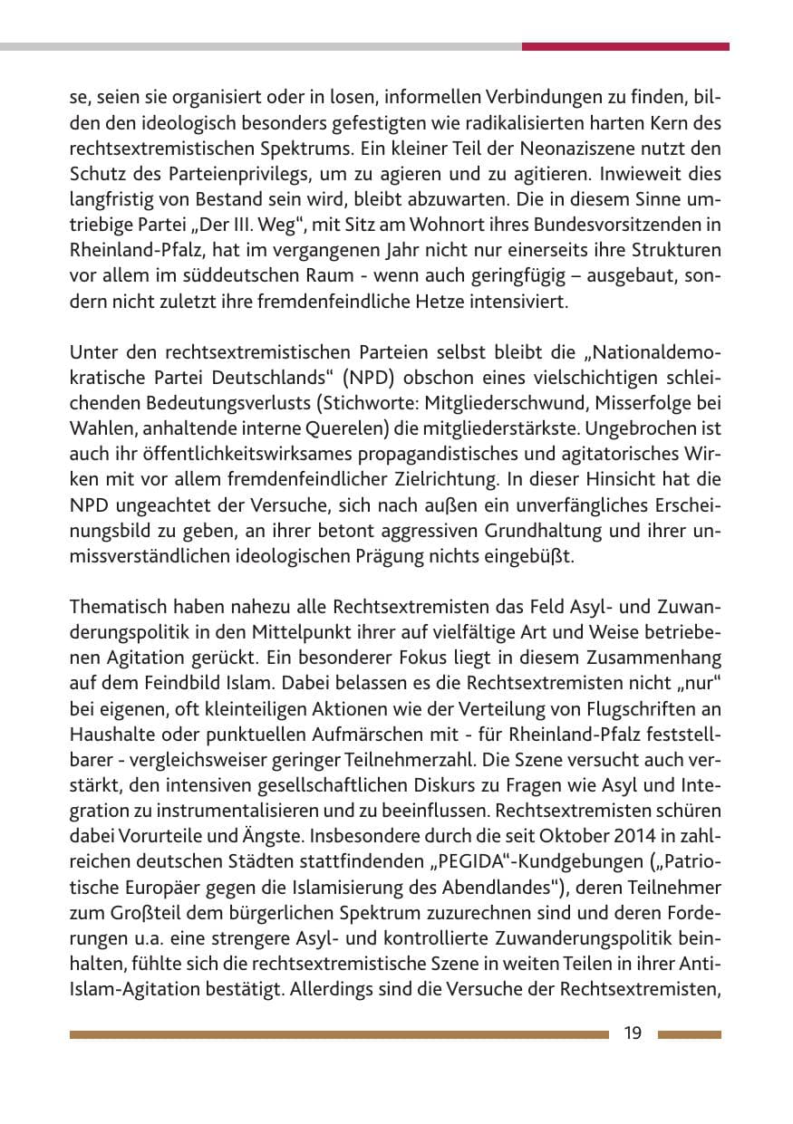 Seite 21 des Verfassungsschutzbericht 2014 Rheinland-Pfalz