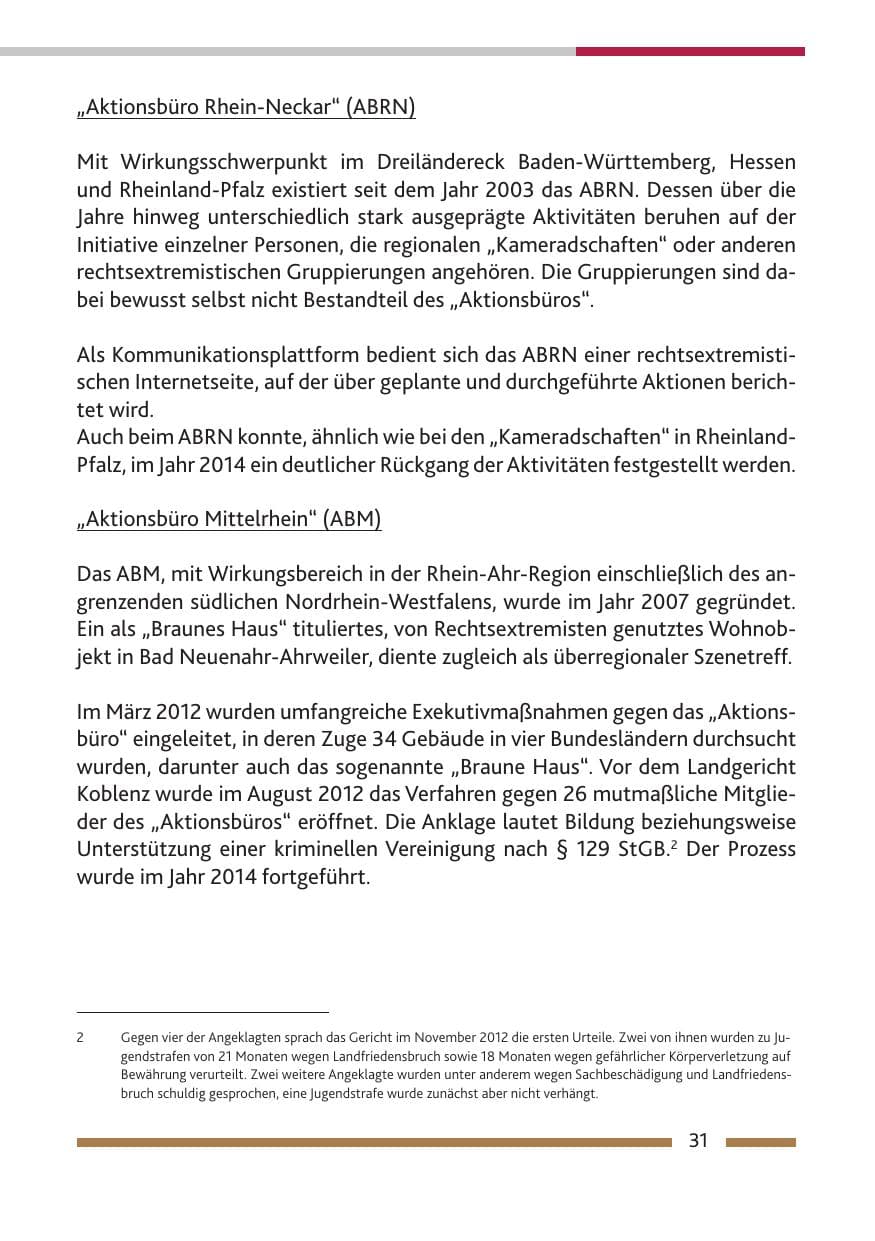 Seite 33 des Verfassungsschutzbericht 2014 Rheinland-Pfalz