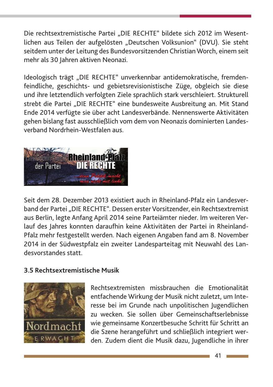 Seite 43 des Verfassungsschutzbericht 2014 Rheinland-Pfalz
