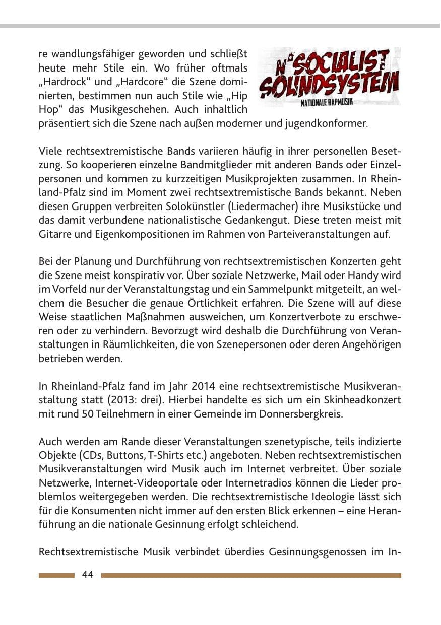 Seite 46 des Verfassungsschutzbericht 2014 Rheinland-Pfalz