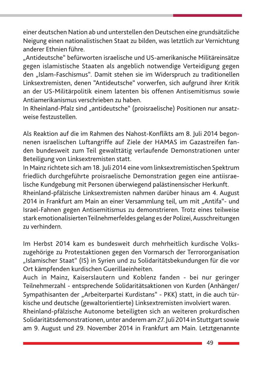Seite 51 des Verfassungsschutzbericht 2014 Rheinland-Pfalz