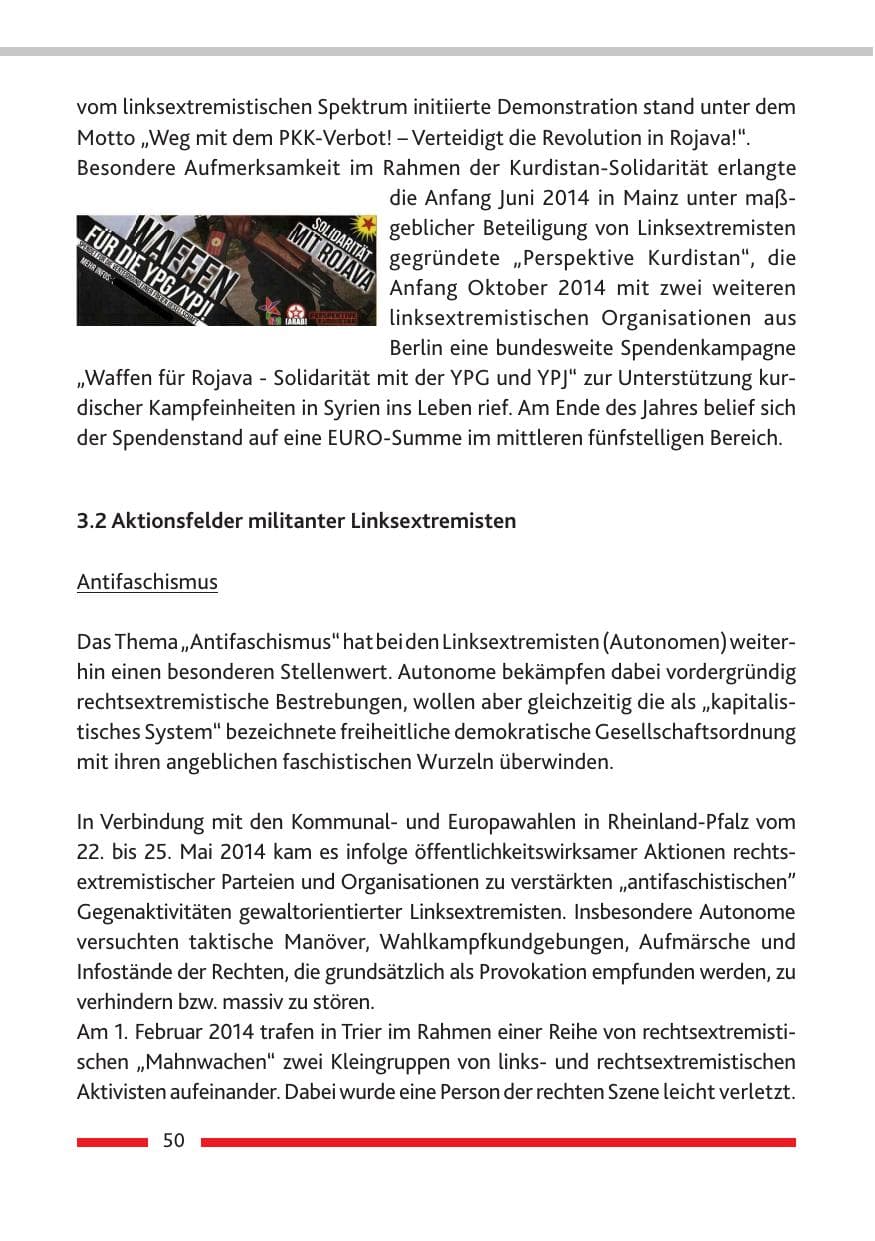 Seite 52 des Verfassungsschutzbericht 2014 Rheinland-Pfalz